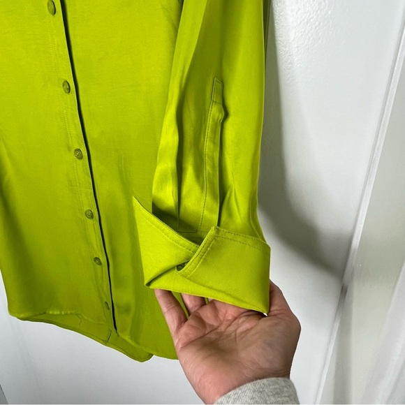 NWT Zara Lime Green Button-Down Shirt Dress - Women’s Size Large - Picture 4 of 9